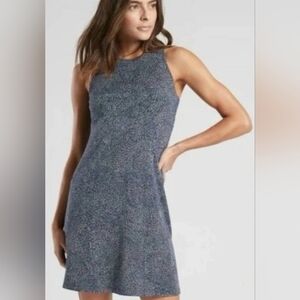 Athleta Santorini Thera Dress Navy Blue White Printed Sleeveless Medium